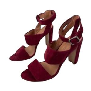 Madewell suede sandal heels in maroon NEW